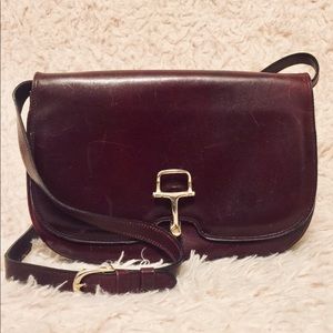 John F vtg leather carrier bag. Made in Florence.